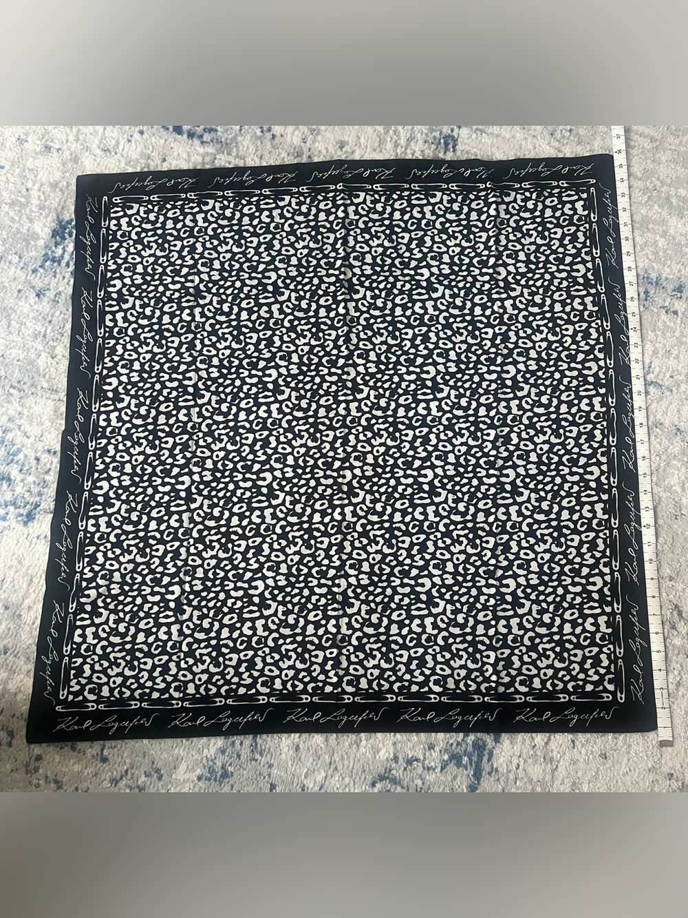 Karl Lagerfeld Paris Black White Leopard Print Scarf